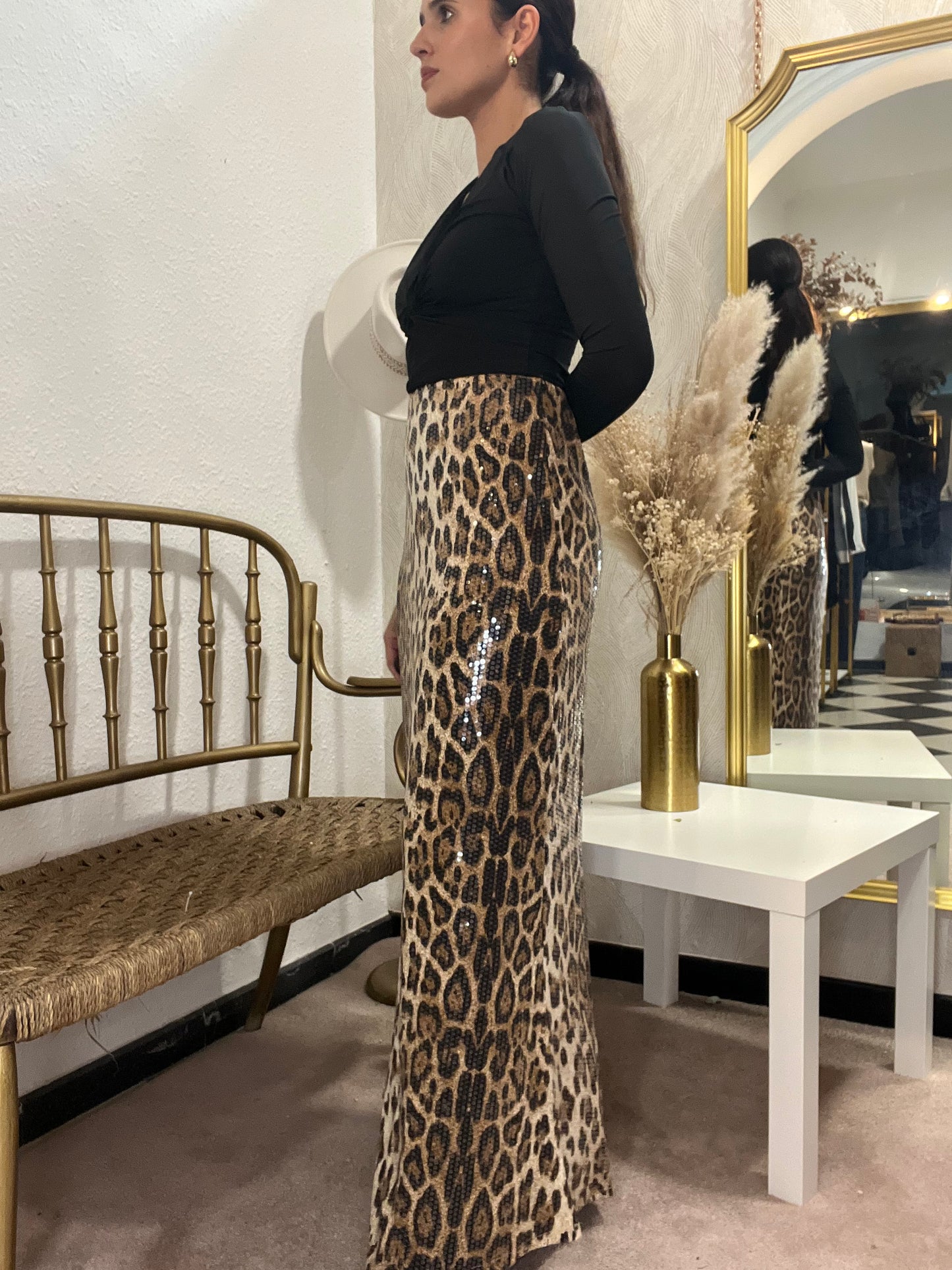 Falda animal strass